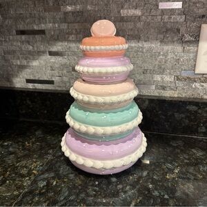 New PEPPERMINT & PINE Pastel Macaron Canister Cookie Jar Valentines Decor
